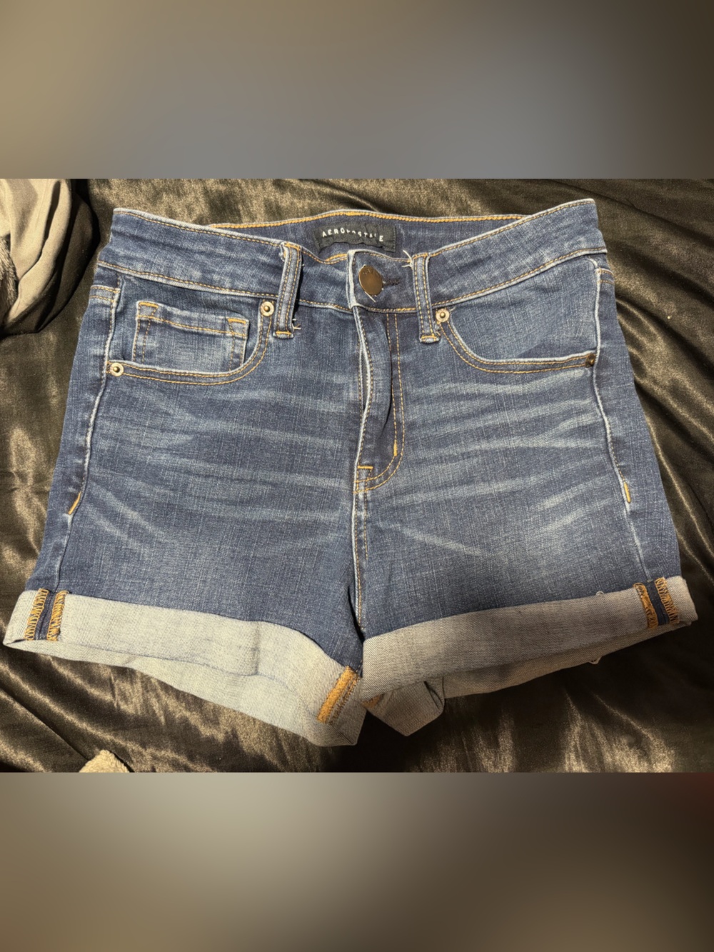 Aeropostale Dark Blue Cuffed Denim Shorts